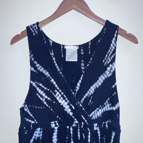 Matty M Tie Dye Maxi Dress Women Size XL Navy Blue Sleeveless Stretch Relaxed - Picture 3 of 6